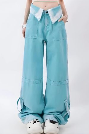 Quick Outfits, Modest Fashion Outfits Ideas Soft Girl Folded Waist Jeans