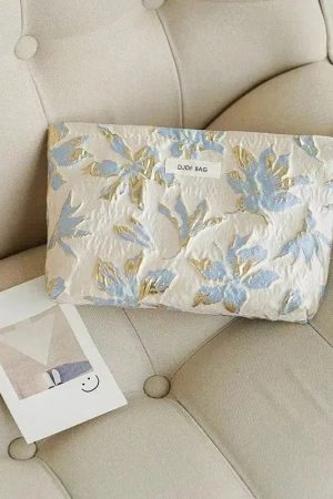 Quick Outfits, Modest Fashion Outfits Ideas Soft Girl Gold Flower Makeup Bag