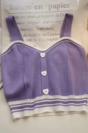 Quick Outfits, Modest Fashion Outfits Ideas Soft Girl Heart Buttoned Knitted Crop Top