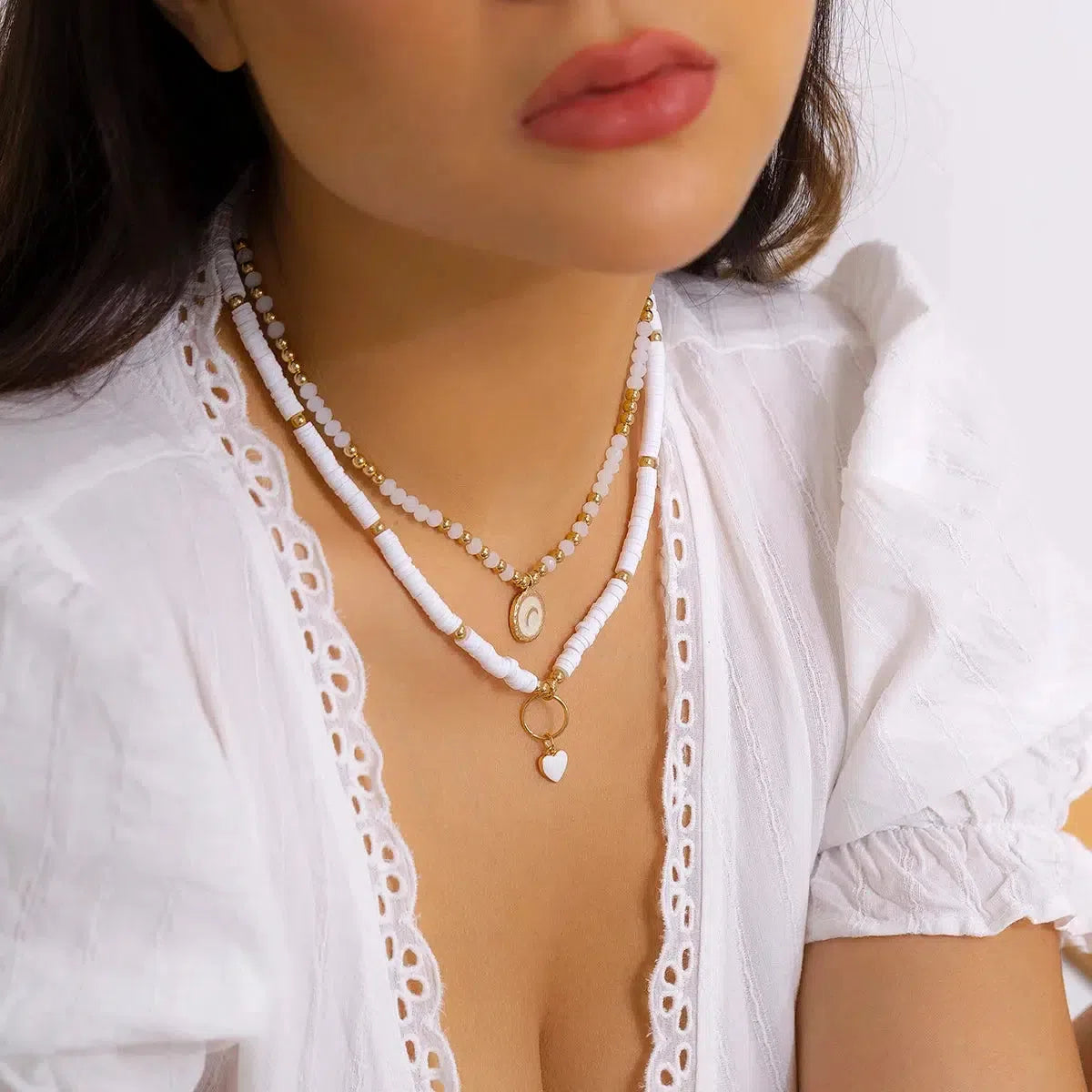 Quick Outfits, Modest Fashion Outfits Ideas Soft Girl Heart & Moon Two-Pack Necklace Set Quick Outfits, Modest Fashion Outfits Ideas Soft Girl Heart & Moon Two-Pack Necklace Set