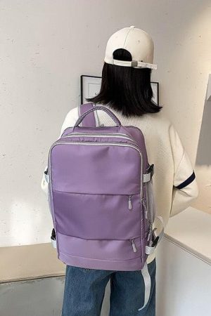 Quick Outfits, Modest Fashion Outfits Ideas Soft Girl Hidden Pockets Travel Backpack