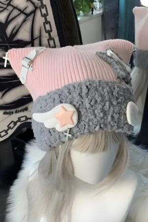 Quick Outfits, Modest Fashion Outfits Ideas Soft Girl Kawaii Wings Knitted Beanie