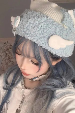 Quick Outfits, Modest Fashion Outfits Ideas Soft Girl Kawaii Wings Knitted Beanie