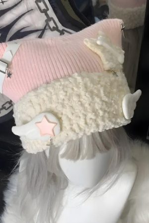 Quick Outfits, Modest Fashion Outfits Ideas Soft Girl Kawaii Wings Knitted Beanie