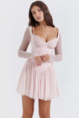 Quick Outfits, Modest Fashion Outfits Ideas Soft Girl Mesh Corset Mini Dress