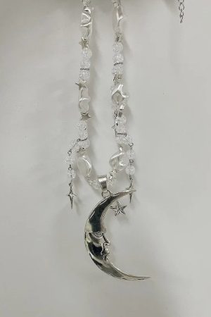 Quick Outfits, Modest Fashion Outfits Ideas Soft Girl Moon & Stars Beaded Necklace