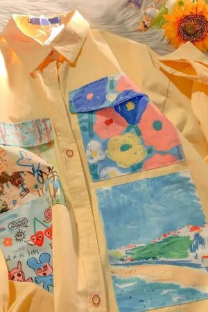 Quick Outfits, Modest Fashion Outfits Ideas Soft Girl Oil Painting Shirt