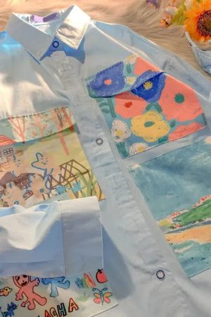 Quick Outfits, Modest Fashion Outfits Ideas Soft Girl Oil Painting Shirt