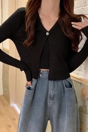 Quick Outfits, Modest Fashion Outfits Ideas Soft Girl One Button Cardigan