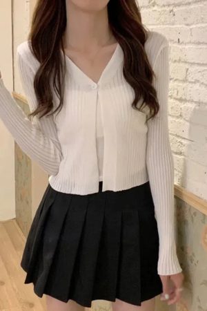 Quick Outfits, Modest Fashion Outfits Ideas Soft Girl One Button Cardigan