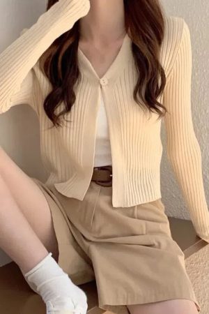 Quick Outfits, Modest Fashion Outfits Ideas Soft Girl One Button Cardigan