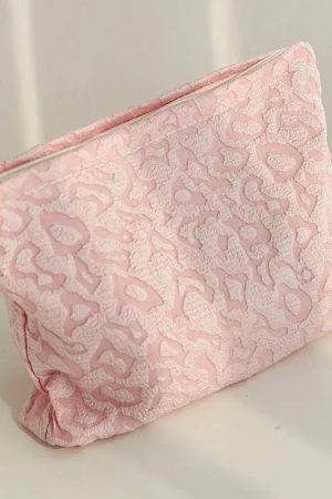 Quick Outfits, Modest Fashion Outfits Ideas Soft Girl Pink Leopard Makeup Bag