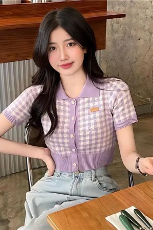 Quick Outfits, Modest Fashion Outfits Ideas Soft Girl Plaid Crop Cardigan