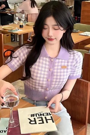 Quick Outfits, Modest Fashion Outfits Ideas Soft Girl Plaid Crop Cardigan