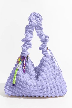 Quick Outfits, Modest Fashion Outfits Ideas Soft Girl Quilted Ruched Hobo Bag