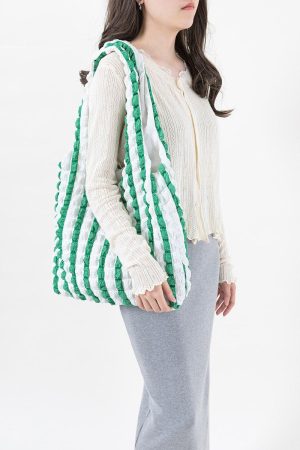 Quick Outfits, Modest Fashion Outfits Ideas Soft Girl Quilted Striped Handbag