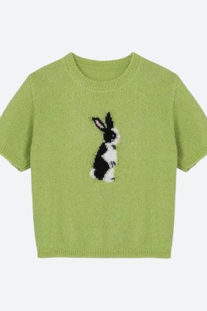Quick Outfits, Modest Fashion Outfits Ideas Soft Girl Rabbit Knitted Top