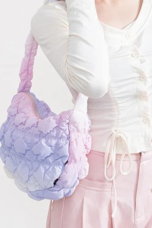 Quick Outfits, Modest Fashion Outfits Ideas Soft Girl Rainbow Quilted Bag