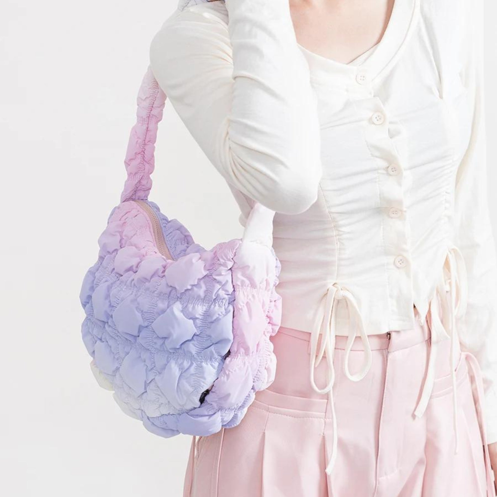 Quick Outfits, Modest Fashion Outfits Ideas Soft Girl Rainbow Quilted Bag Quick Outfits, Modest Fashion Outfits Ideas Soft Girl Rainbow Quilted Bag