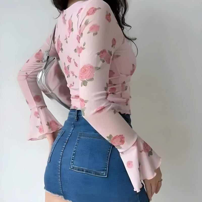 Quick Outfits, Modest Fashion Outfits Ideas Soft Girl Rose Garden Mesh Top Quick Outfits, Modest Fashion Outfits Ideas Soft Girl Rose Garden Mesh Top