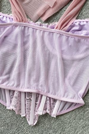 Quick Outfits, Modest Fashion Outfits Ideas Soft Girl Sheer Lace Corset Top