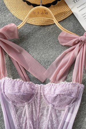 Quick Outfits, Modest Fashion Outfits Ideas Soft Girl Sheer Lace Corset Top