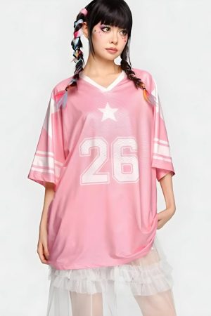 Quick Outfits, Modest Fashion Outfits Ideas Soft Girl Star 26 Jersey Top