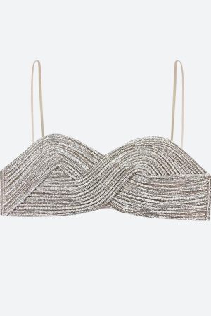 Quick Outfits, Modest Fashion Outfits Ideas Sparkle Rhinestone Bra Crop Top