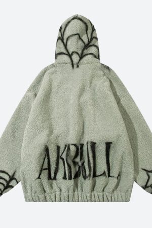 Quick Outfits, Modest Fashion Outfits Ideas Spider Full Zip-Up Teddy Hoodie Jacket