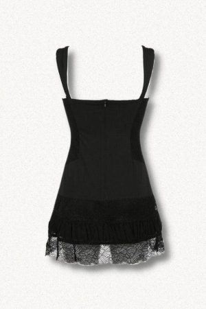 Quick Outfits, Modest Fashion Outfits Ideas Square Neck Lace Mini Dress