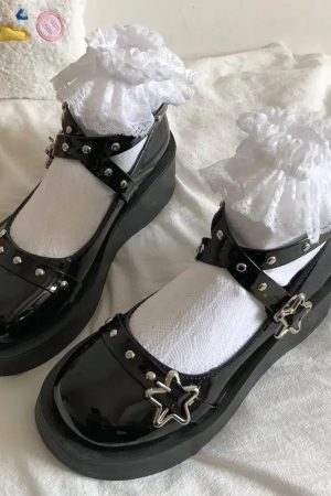 Quick Outfits, Modest Fashion Outfits Ideas Star Buckled Platform Mary Jane Shoes