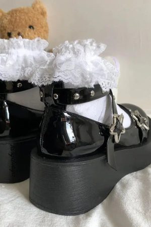 Quick Outfits, Modest Fashion Outfits Ideas Star Buckled Platform Mary Jane Shoes