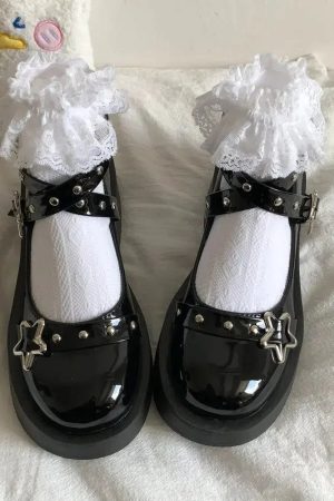 Quick Outfits, Modest Fashion Outfits Ideas Star Buckled Platform Mary Jane Shoes