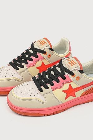 Quick Outfits, Modest Fashion Outfits Ideas Star Embroidered Multicolor Sneakers