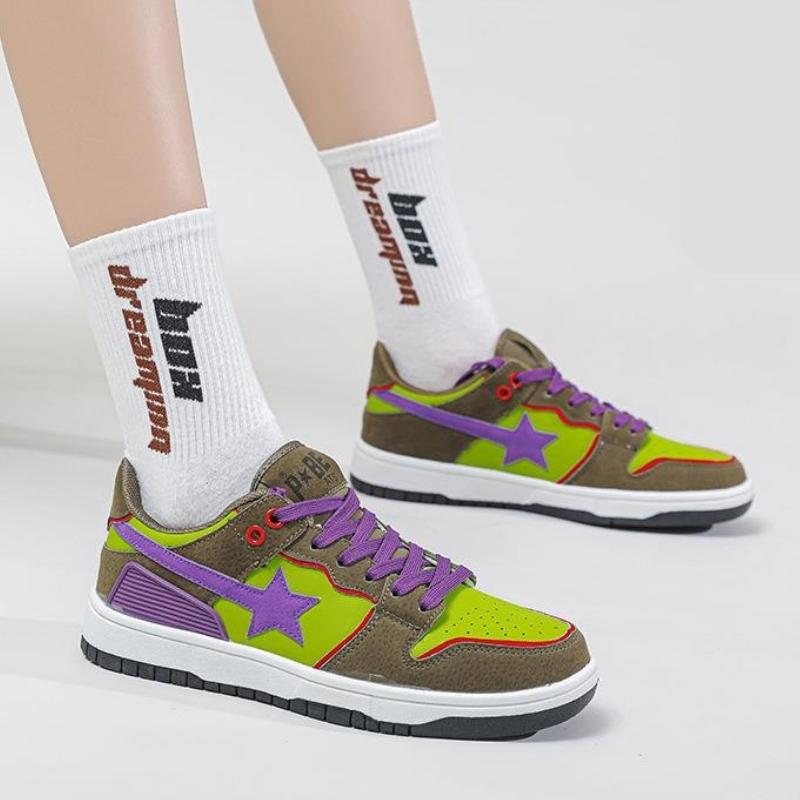 Quick Outfits, Modest Fashion Outfits Ideas Star Embroidered Multicolor Sneakers Quick Outfits, Modest Fashion Outfits Ideas Star Embroidered Multicolor Sneakers