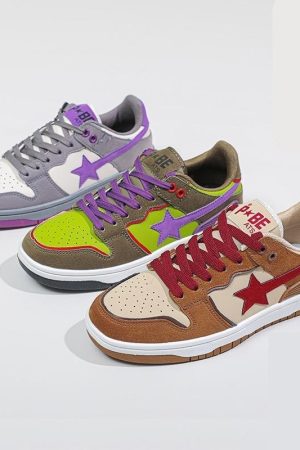 Quick Outfits, Modest Fashion Outfits Ideas Star Embroidered Multicolor Sneakers