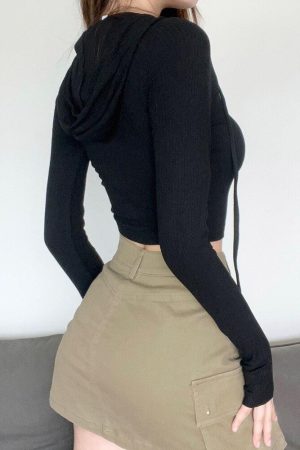 Quick Outfits, Modest Fashion Outfits Ideas Star Embroidery Hooded Crop Top