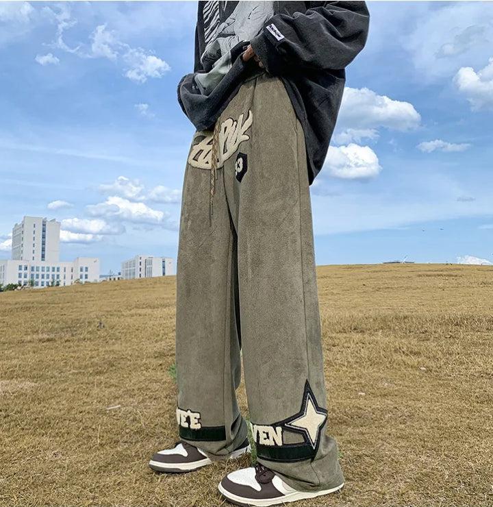 Quick Outfits, Modest Fashion Outfits Ideas Star Patchwork Wide Leg Sweatpants Quick Outfits, Modest Fashion Outfits Ideas Star Patchwork Wide Leg Sweatpants