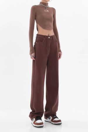 Quick Outfits, Modest Fashion Outfits Ideas Star Pockets Wide Leg Jeans