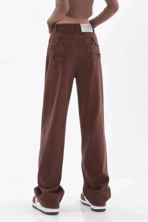 Quick Outfits, Modest Fashion Outfits Ideas Star Pockets Wide Leg Jeans