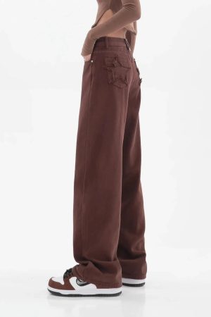Quick Outfits, Modest Fashion Outfits Ideas Star Pockets Wide Leg Jeans