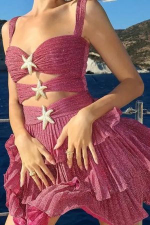 Quick Outfits, Modest Fashion Outfits Ideas Starfish Glitter Mini Dress