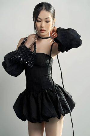 Quick Outfits, Modest Fashion Outfits Ideas Strapless Bubble Mini Dress