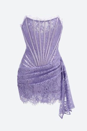 Quick Outfits, Modest Fashion Outfits Ideas Strapless Lace Mini Dress