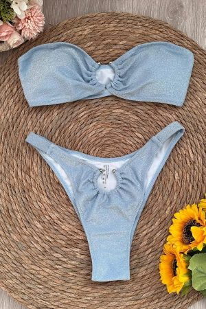Quick Outfits, Modest Fashion Outfits Ideas Strapless Pierced Bikini Set