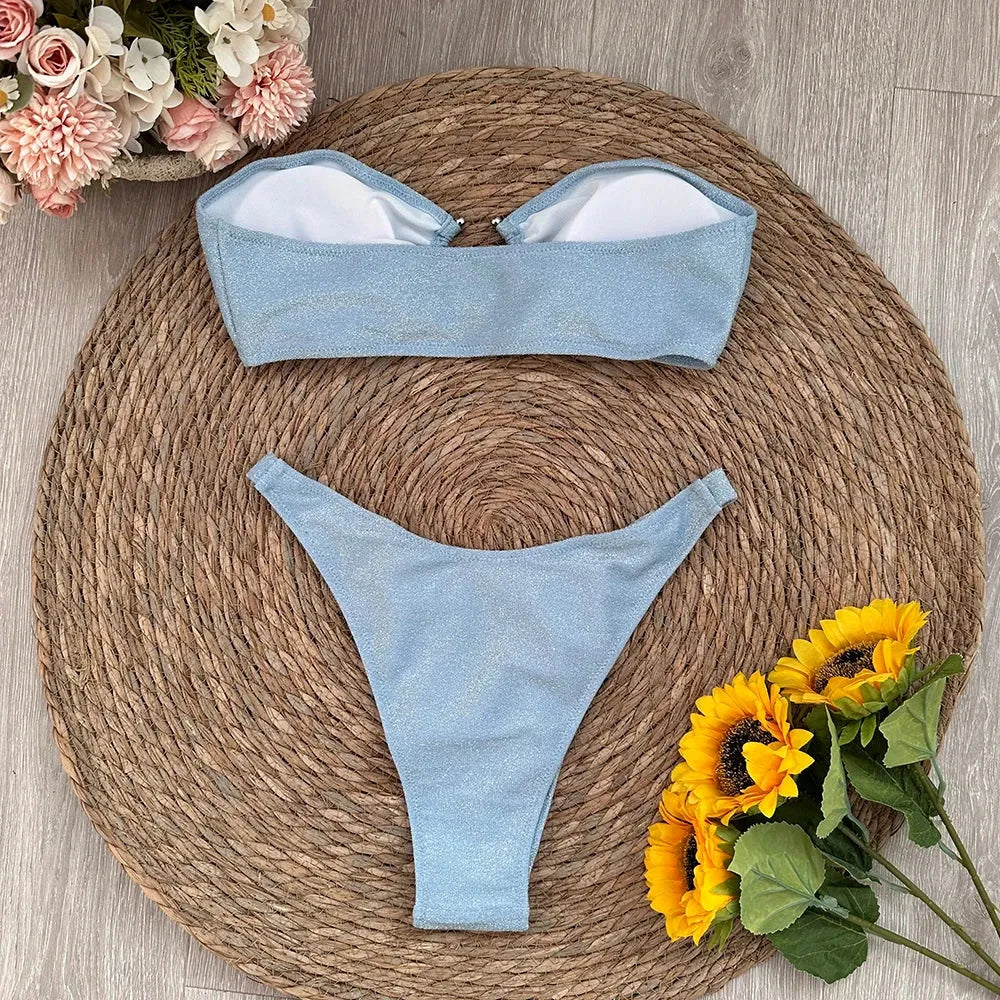 Quick Outfits, Modest Fashion Outfits Ideas Strapless Pierced Bikini Set Quick Outfits, Modest Fashion Outfits Ideas Strapless Pierced Bikini Set
