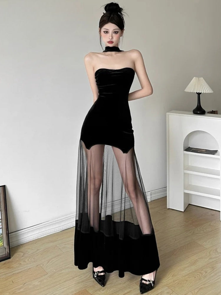 Quick Outfits, Modest Fashion Outfits Ideas Strapless Sheer Maxi Dress Quick Outfits, Modest Fashion Outfits Ideas Strapless Sheer Maxi Dress