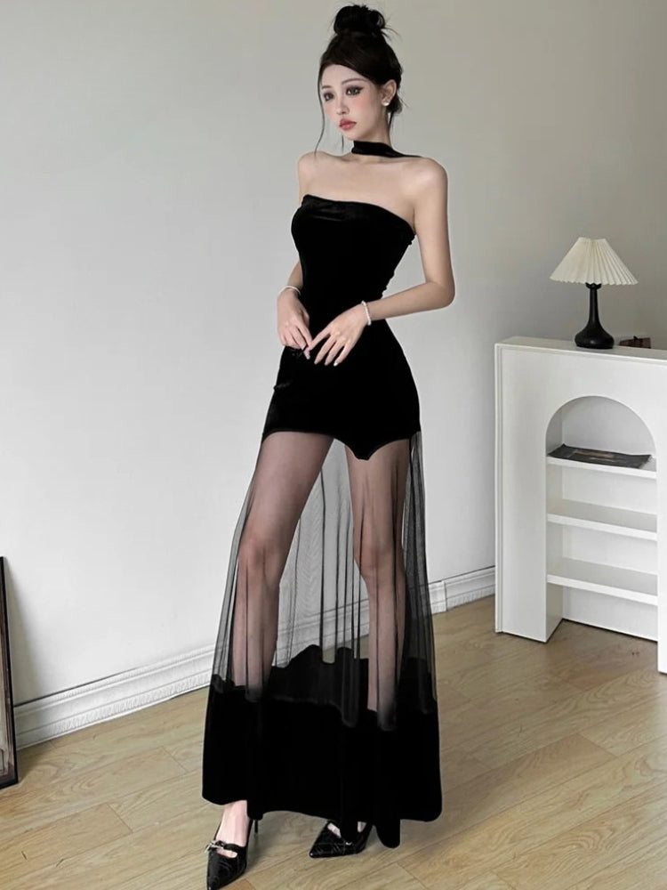 Quick Outfits, Modest Fashion Outfits Ideas Strapless Sheer Maxi Dress Quick Outfits, Modest Fashion Outfits Ideas Strapless Sheer Maxi Dress