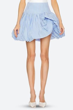 Quick Outfits, Modest Fashion Outfits Ideas Striped Bubble Mini Skirt