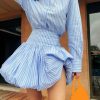 Quick Outfits, Modest Fashion Outfits Ideas Striped Bubble Mini Skirt